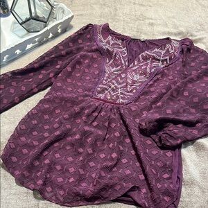 One September Embroidered Purple Women's Top, Size XS